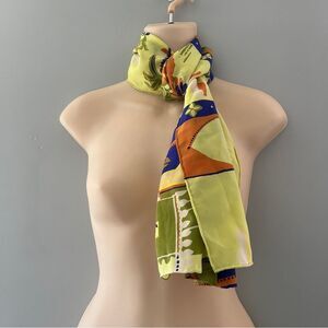 Colorful silk feel scarf tropical